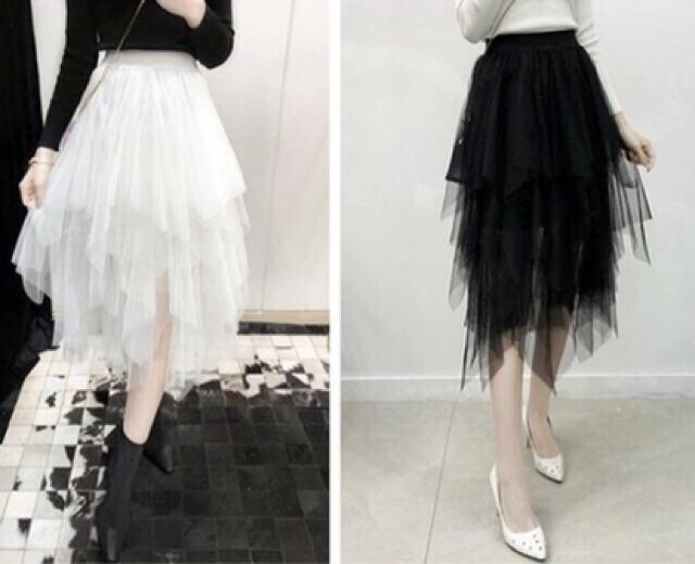 Chân váy lưới nhọn hình thật Freesize dưới 55kg- Carotshop