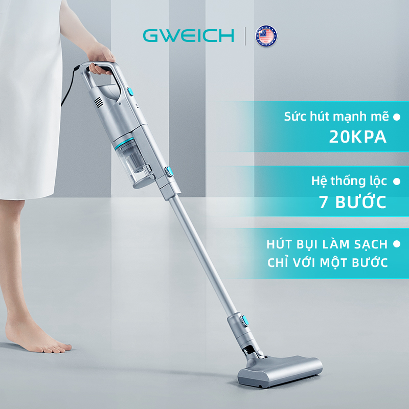 Máy hút bụi cầm tay lốc xoáy cực mạnh GWEICH GWV-20W06 lực hút 20000PA, công suất 550W - Hàng chính hãng