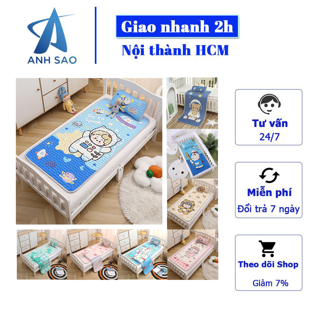 Chiếu điều hòa tencel cao su non cho bé cao cấp A kích thước 60x120cm + tặng kèm 1 vỏ gối nằm - giao mẫu ngẫu nhiên