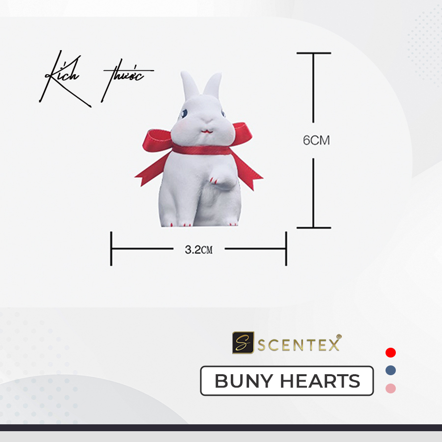 Nước hoa xe hơi cao cấp Scentex Buny Hearts 100% Organic, được làm từ chất liệu đá Aroma Stone đặc biệt, dễ dàng thẩm thấu và khuếch tán mùi hương theo cửa gió điều hòa, khử mùi, diệt khuẩn hiệt quả - Hàng Chính Hãng