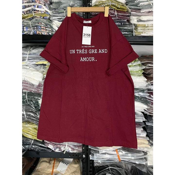 Áo thun 3158 cotton khô - Áo phông Unisex tay lỡ form rộng in chữ