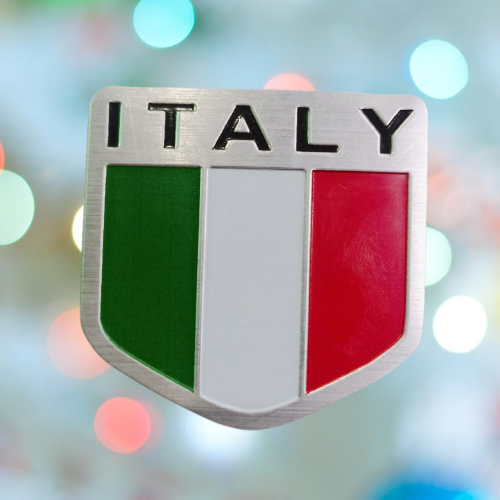 Logo dành cho xe  Piaggio chữ ITALY gắn - Hình khiên - 8833z.