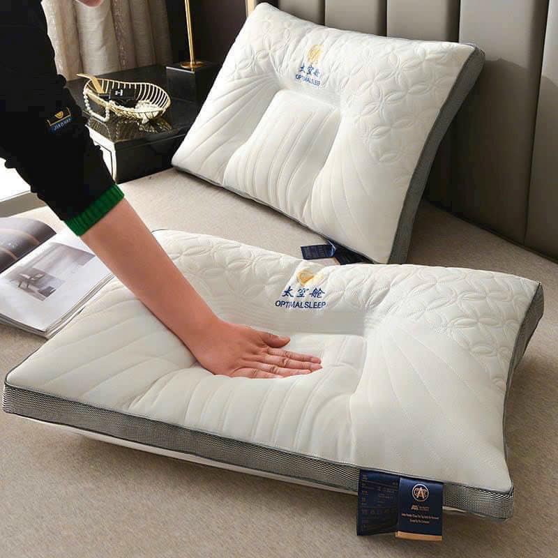 Gối ngủ chống mỏi vai gáy, ruột gối cotton trần bông có khóa kéo  (1 cái)