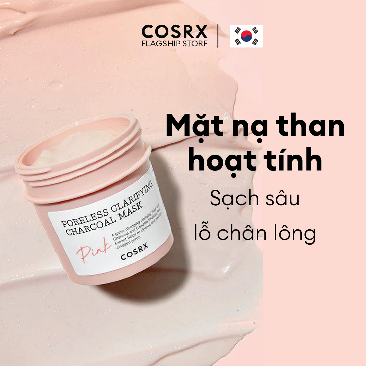 Mặt nạ than hồng COSRX Poreless Clarifying Charcoal Mask Pink 110g