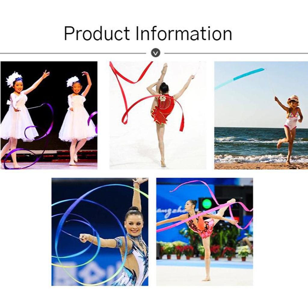 2xDance Ribbon Gym Rhythmic Art Gymnastic Streamer Twirling Rod Colorful