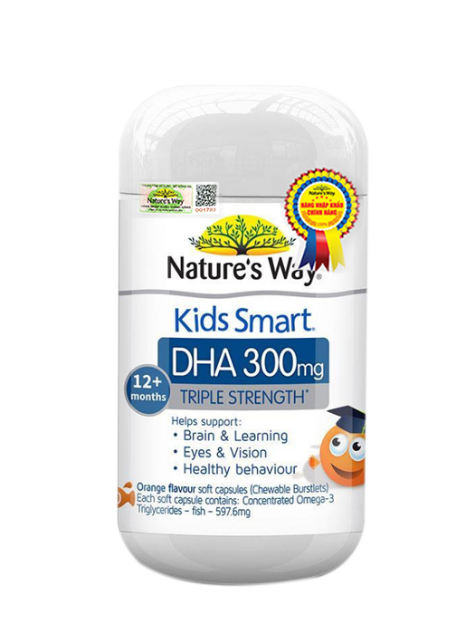 Viên Nhai Nature's Way Kids Smart DHA 300mg Triple Strength Tăng Cường Sự Phát Triển Của Bé