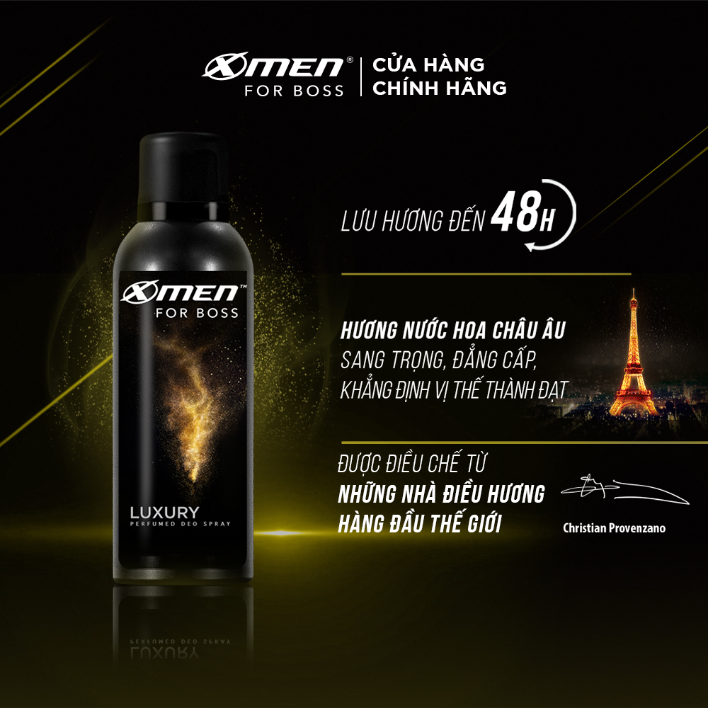 Combo X-Men For Boss trọn bộ mùi hương Luxury (49ml + 650g + 150ml + 70g + 50ml + 180g)