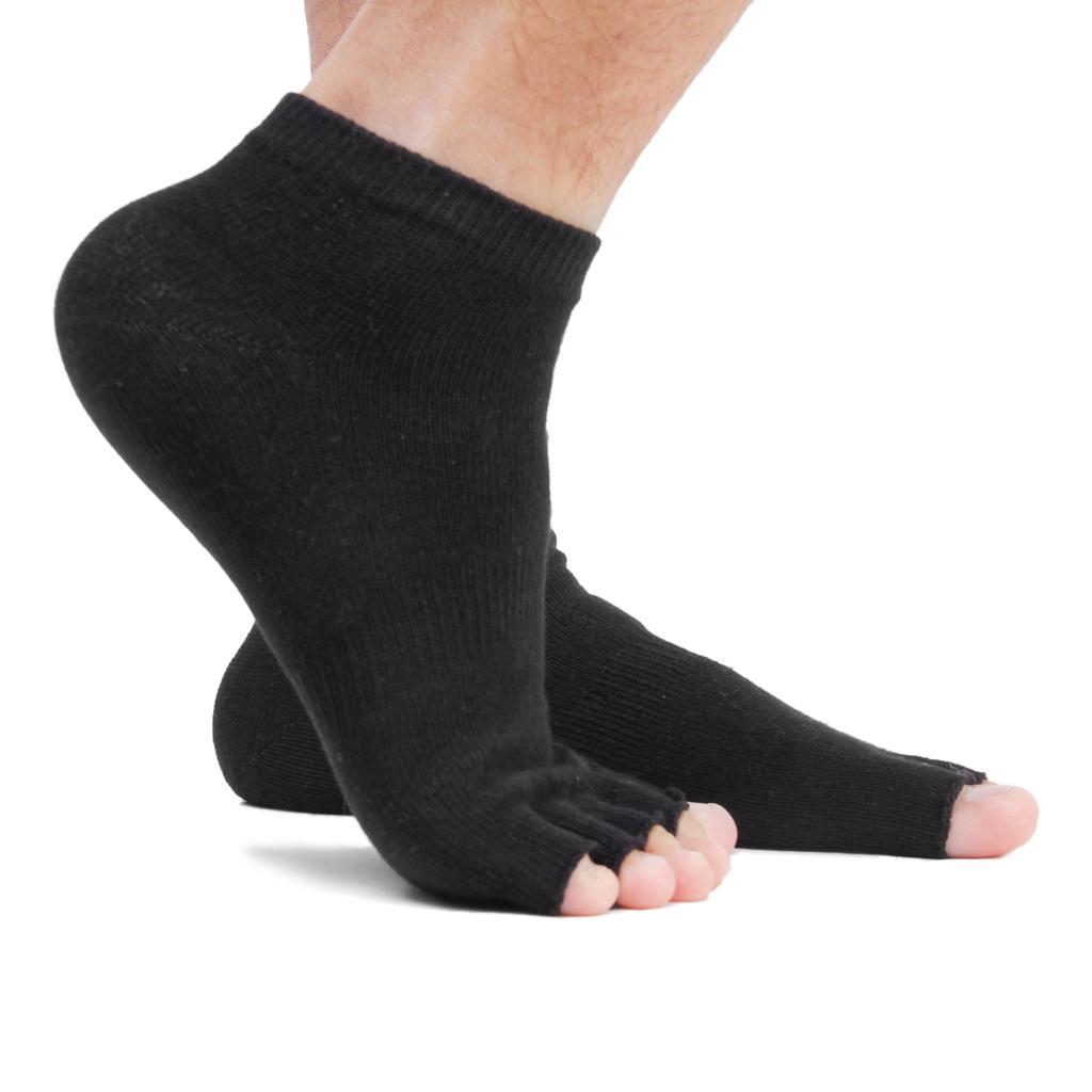 6x1 Pair Unisex Five Fingers Open Toe Socks Breathable Warm Yoga Casual Black