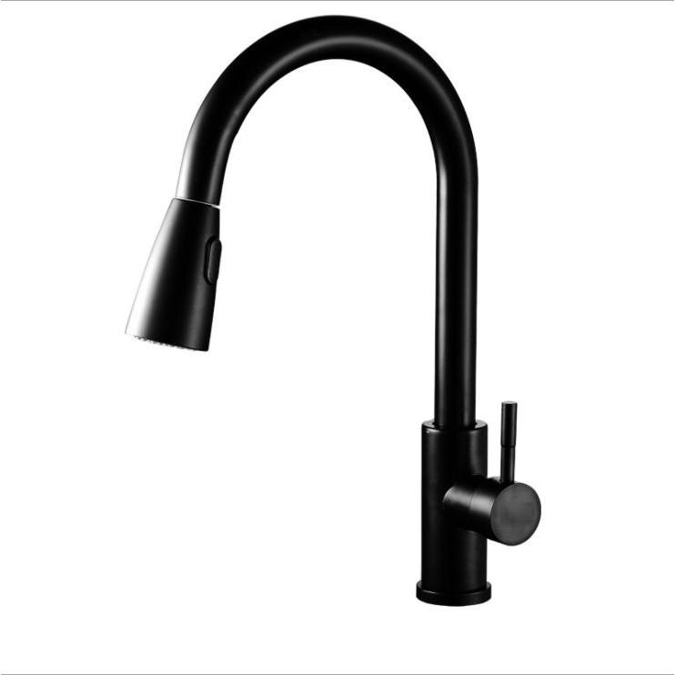 Bộ vòi rút rửa bát nóng lạnh sơn tĩnh điện màu đen chống rỉ sét cao cấp