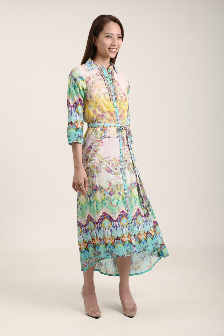 Maxi Sơ Mi Đính Kim Loại Cotton Isla Bonita IB28921-PR
