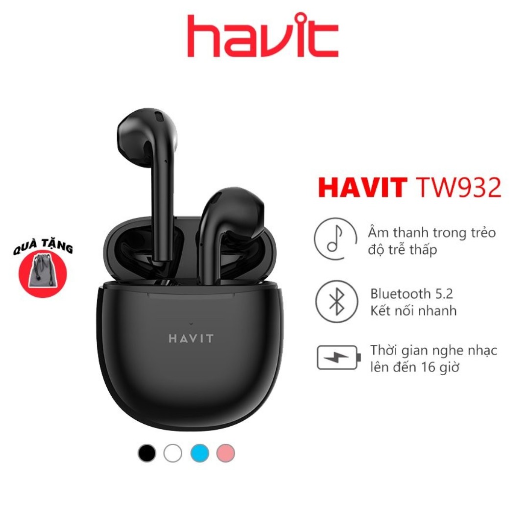 Tai Nghe True Wireless Earbuds HAVIT TW932 Bluetooth 5.2, Driver 13mm Đủ Màu - Hàng Chính Hãng