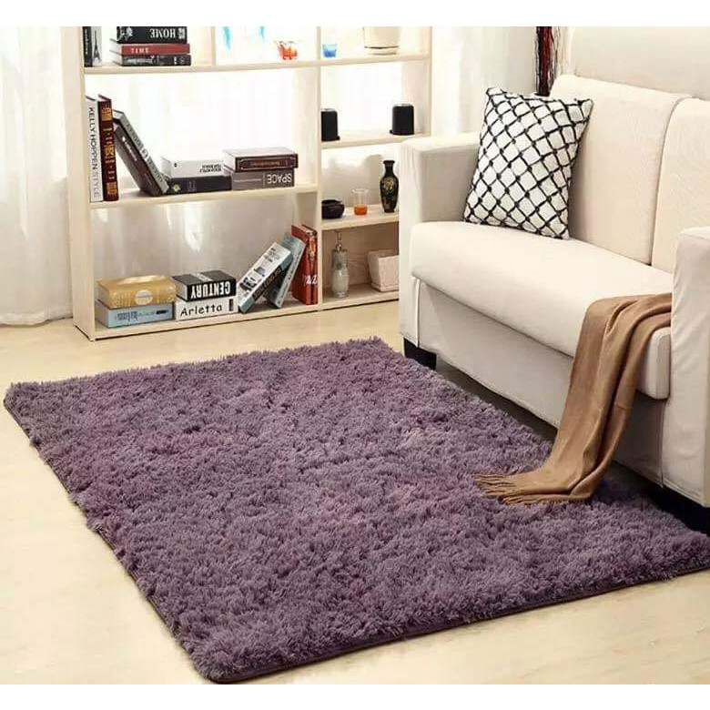 Thảm Trang Trí Lông Xù Cao Cấp HL- XANH TÍM NHẠT