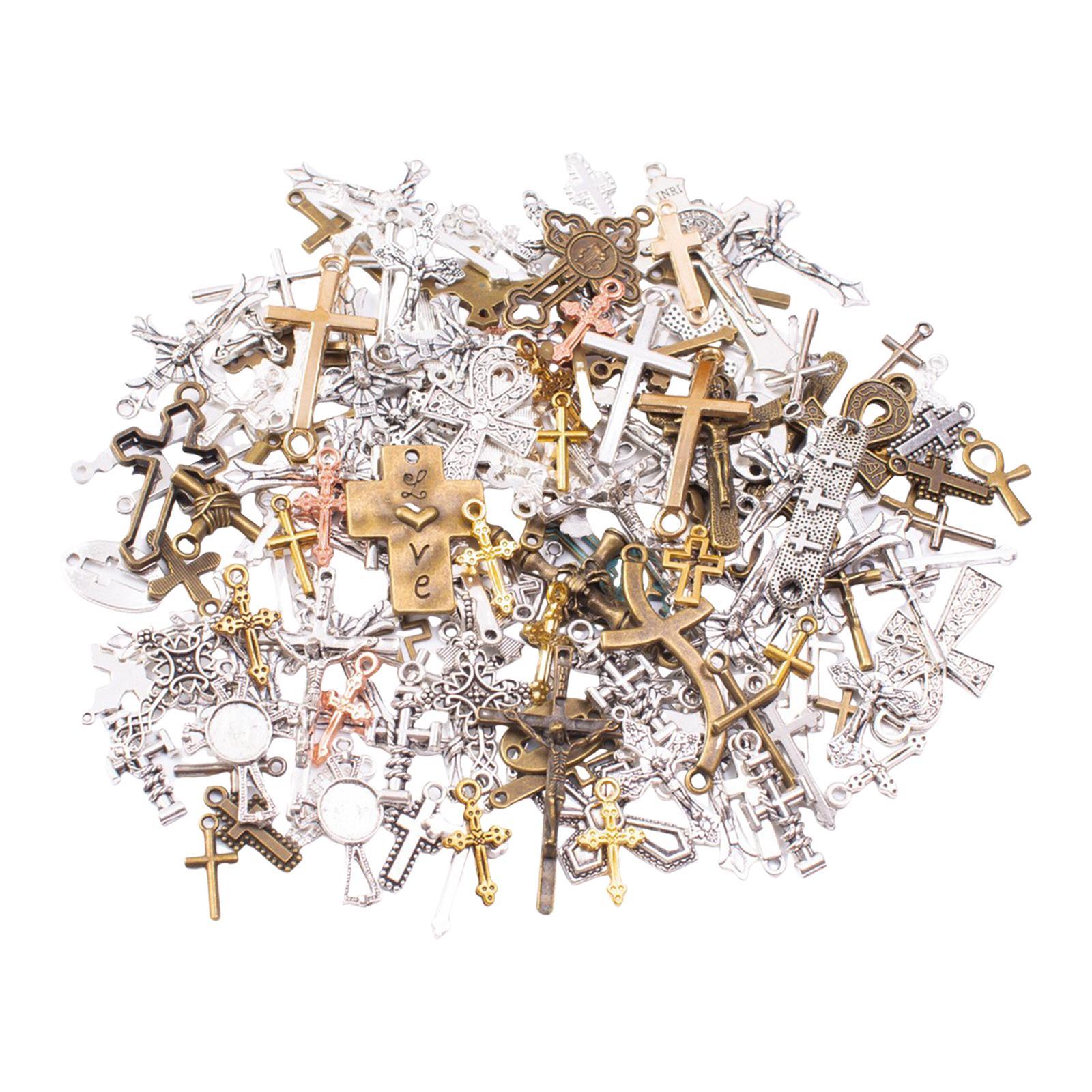 50Pcs Cross Charms Pendants for Jewelry Making Findings DIY Crafts Supplies