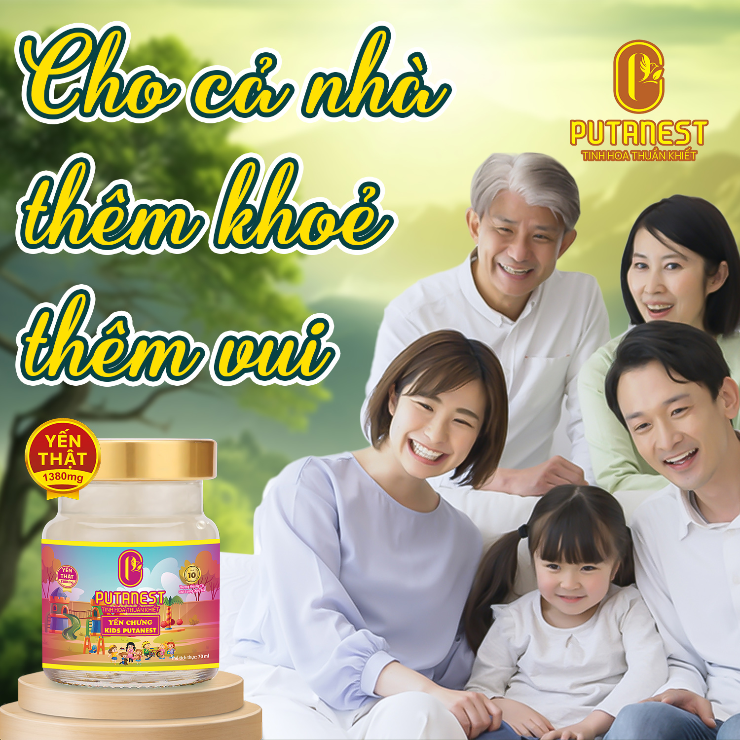 Yến chưng Kids PUTANEST hộp quà tặng cao cấp 12 hũ 70ml tăng đề kháng ăn ngủ ngon bé khỏe mạnh