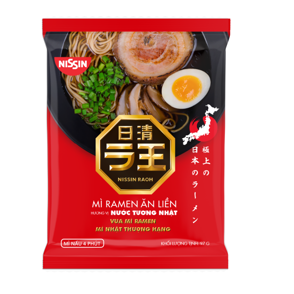 (COMBO 5 GÓI) NISSIN RAOH - Mì Ramen Ăn Liền Hương Vị Nước Tương Nhật 97g