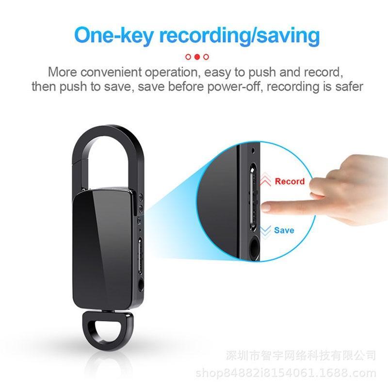 Máy Ghi Âm 32G Dạng Móc Khóa Kích Hoạt Giọng Nói Bí Mật MP3 Một Nút Giảm Tiếng Ồn
