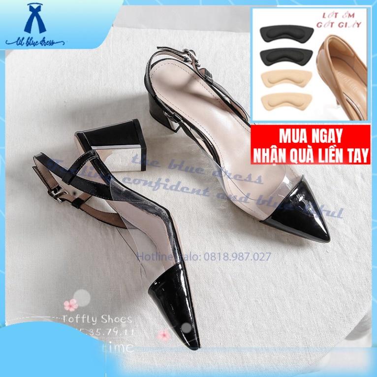 QUẢNG CHÂU Giày cao gót Slingback phối mica gót ánh bạc tốt giá rẻ đẹp s