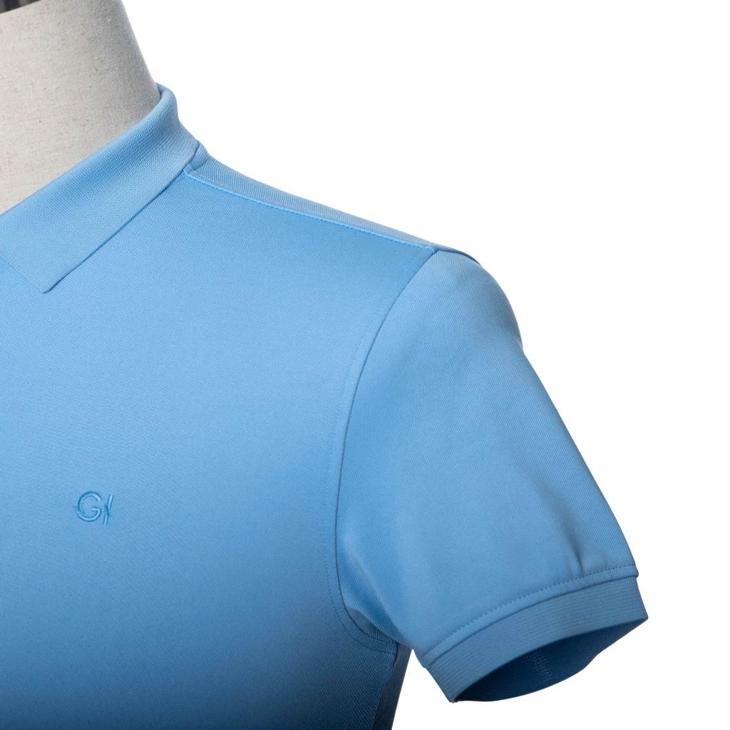 Áo nam polo màu xanh da trời nhạt dáng đẹp cá sấu Poly trơn ngắn tay cao cấp có cổ GIFASHION MPR30317