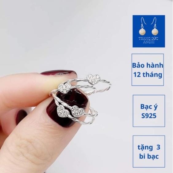 Nhẫn nữ mặt hình trái tim thân xoắn bạc ta ACJ3888