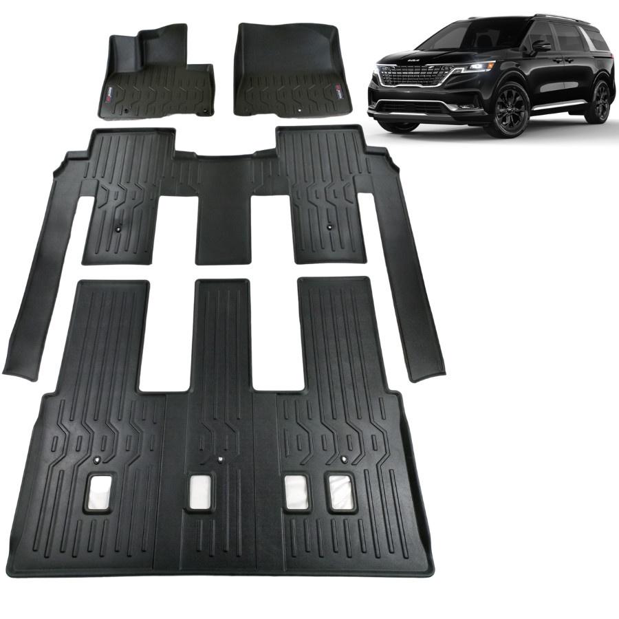 Thảm lót sàn xe ô tô Kia Carnival Nhãn hiệu Macsim chất liệu nhựa TPV cao cấp màu đen