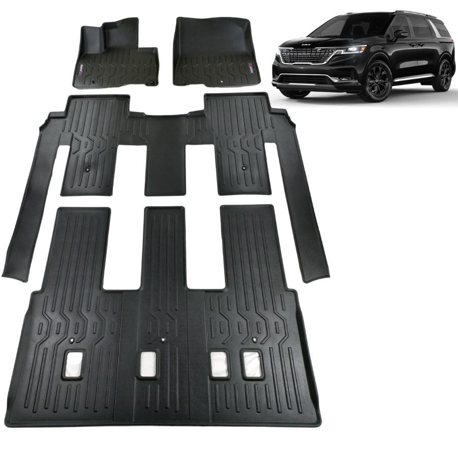 Thảm lót sàn xe ô tô Kia Carnival Nhãn hiệu Macsim chất liệu nhựa TPV cao cấp màu đen bản 8 chỗ(FDW-243)
