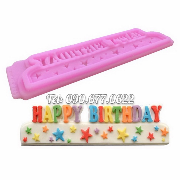 Khuôn silicone làm rau câu, socola chúc mừng sinh nhật Happy Birthday - Mã số 1192