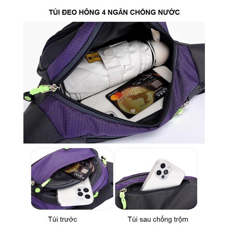 Túi Đeo Hông HT Sports Nhiều Ngăn Tiện Dụng, Túi Đeo Bụng Chống Thấm Nước Thời Trang