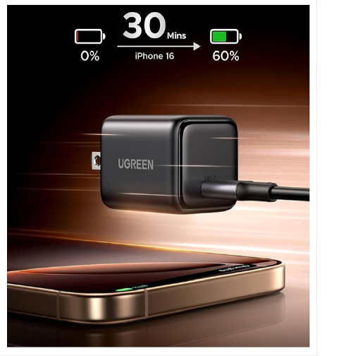 Củ sạc nhanh Nexode Mini 30W GaN USB-C Ugreen 55530 X513, Chân dẹt không gập - Hàng Chính hãng