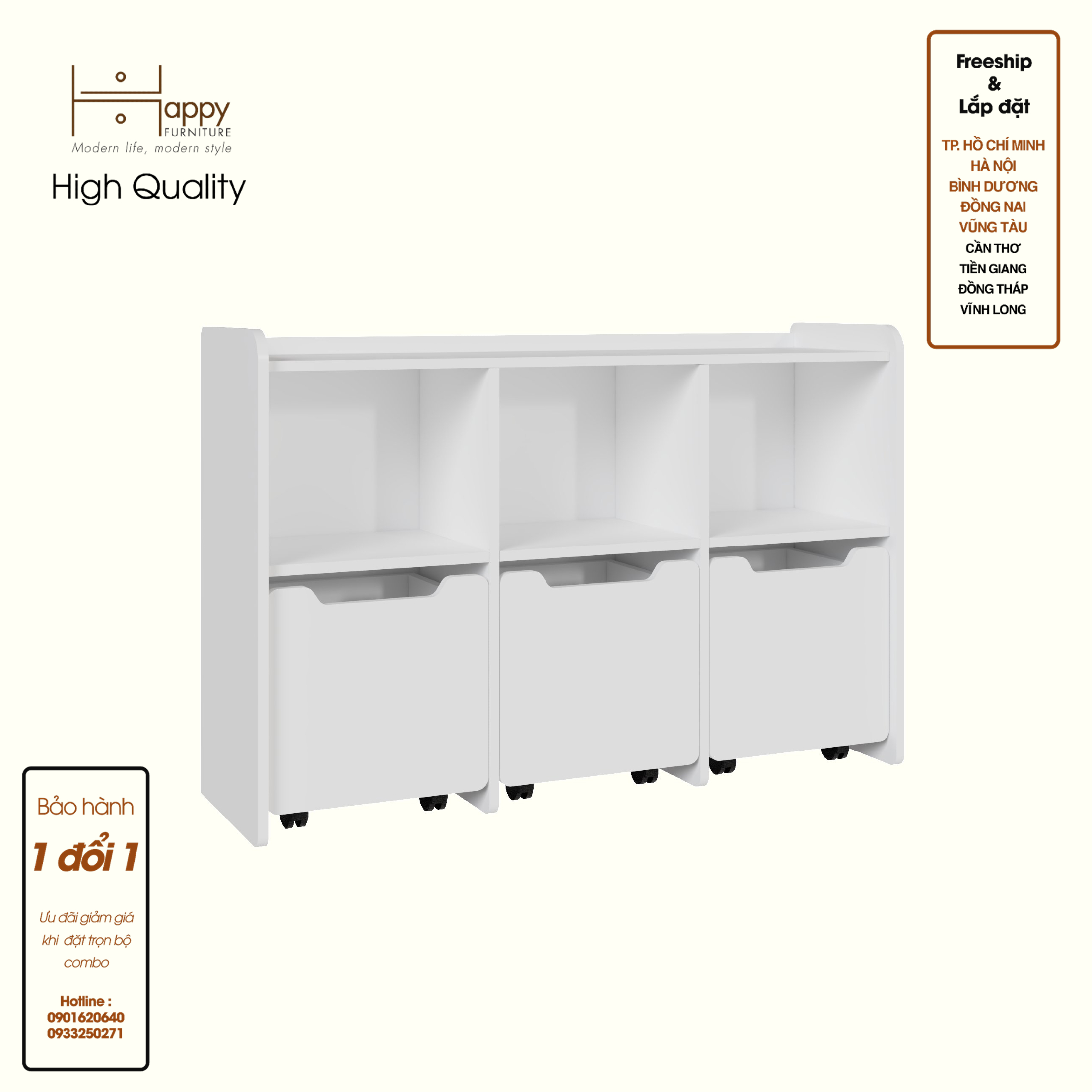 [Happy Home Furniture] KID, Tủ lưu trữ cho trẻ em có bánh xe, 120cm x 36cm x 80cm ( DxRxC), THK_165