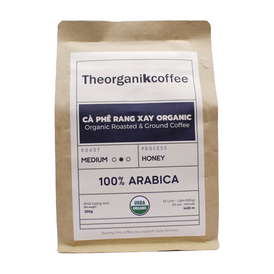 Cà phê Arabica hữu cơ rang mộc - dạng bột, 250g
