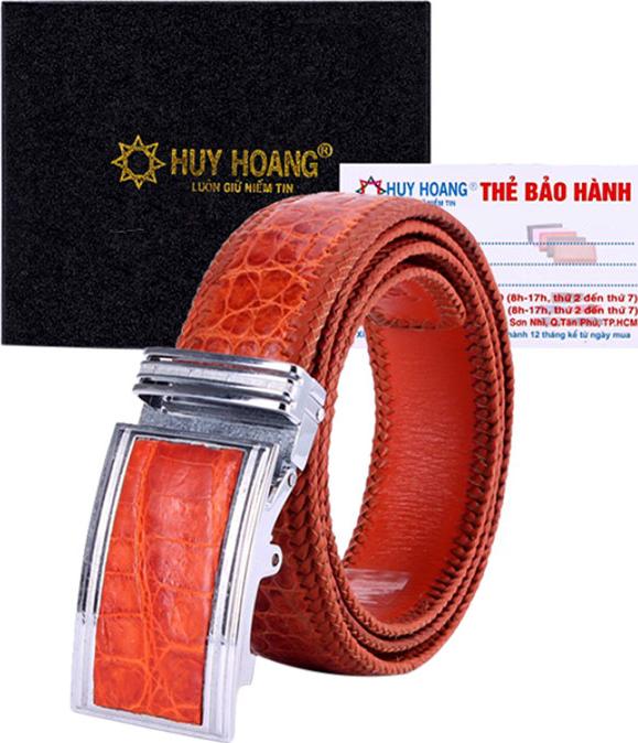 Thắt Lưng Nam Da Cá Sấu Đan Viền Bản Lớn Huy Hoàng HT4291 - Vàng