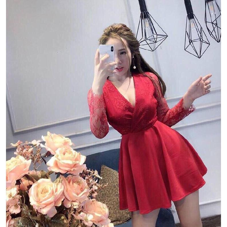 Sét váy cát hàn phối tay ren