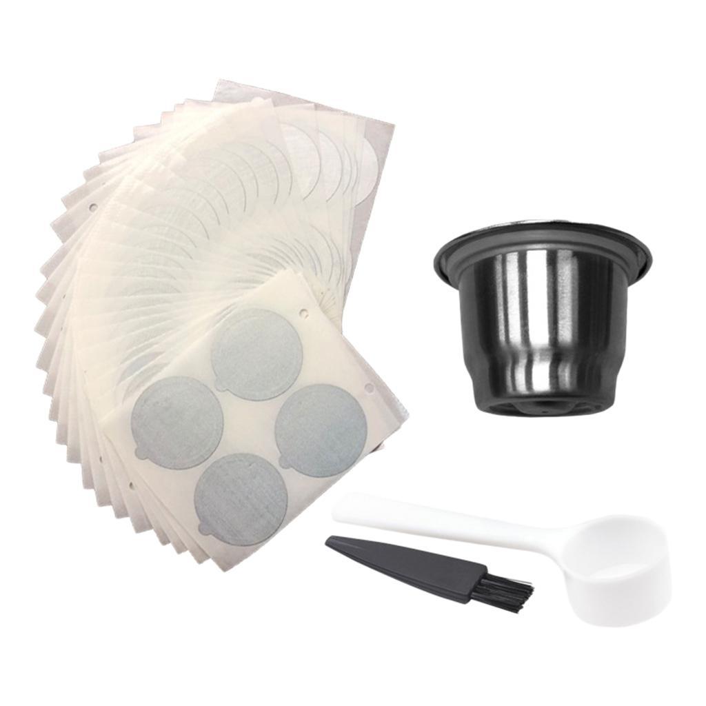 Reusable Coffee Capsule Cup Filter with Aluminum Foil Lids for Home Office
