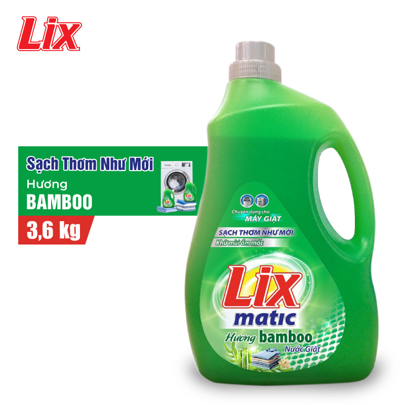 COMBO 2 chai nước giặt Lix matic hương Bamboo (2 chai x 3.6kg) N2601 - Dùng cho máy giặt cửa trước