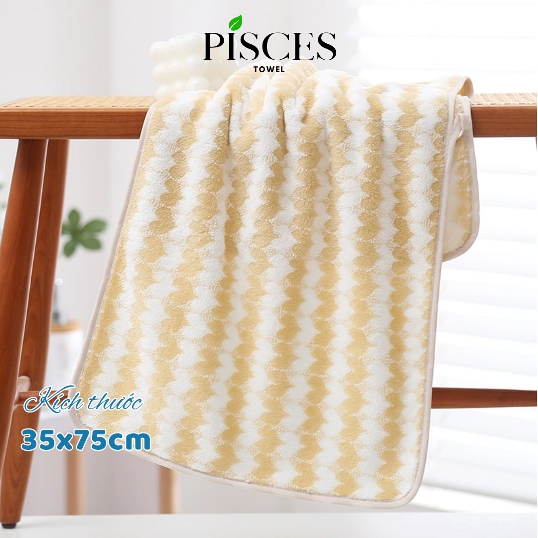 Khăn Mặt PISCES TOWEL 35x75cm Họa Tiết Trái Tim Cotton Mềm Mại, Khăn Spa Yoga Gym Thể Thao Thấm Hút Mồ Hôi - Hồng, Hồng
