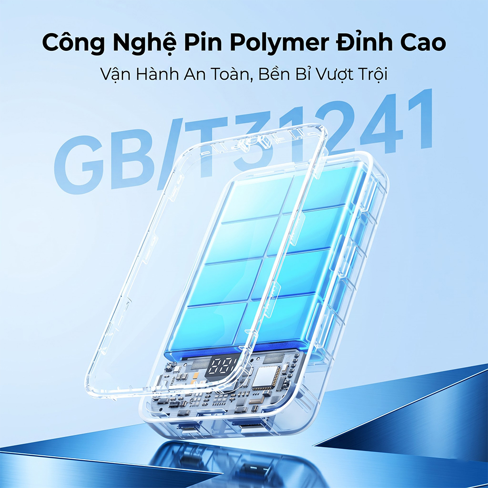 Sạc dự phòng Ugreen Power Bank Built-In Cable 1USB 1Type-C 20W 10000mAh PB526 75161B - Hàng chính hãng