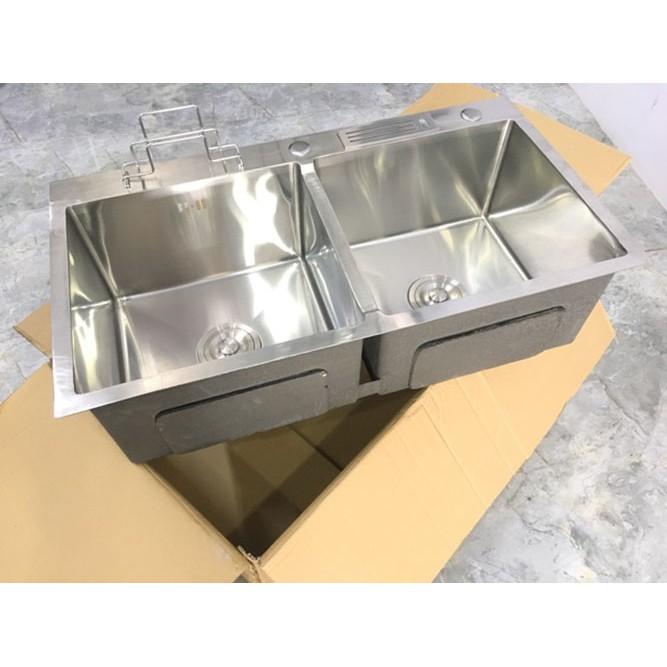 Chậu Rửa Chén Bát Inox 304 Đúc Kích Thước 8245cm Có Cài Dao, Gác Thớt.