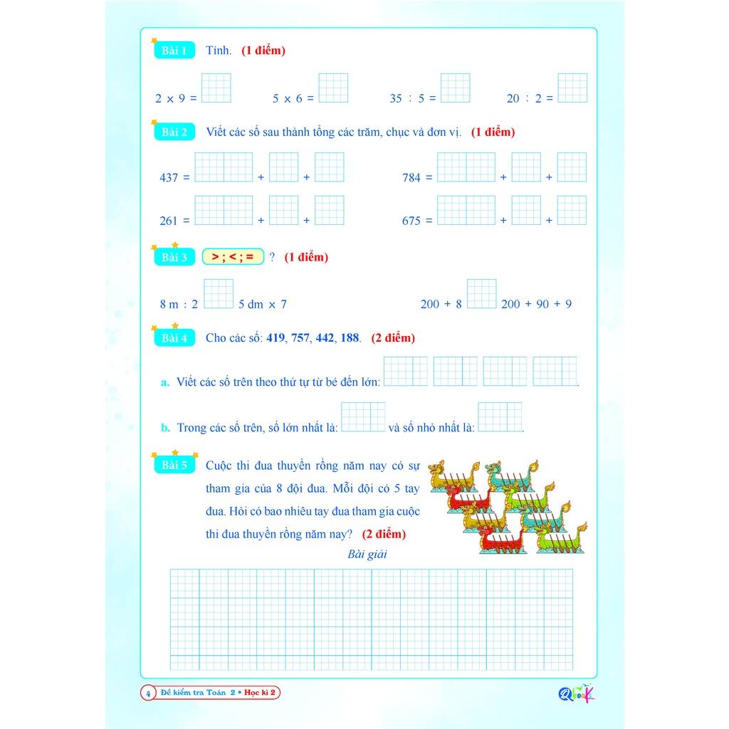 Sách - Đề Kiểm Tra Toán lớp 2 - Học Kì 2 - Kết Nối Tri Thức Với Cuộc Sống (1 cuốn)