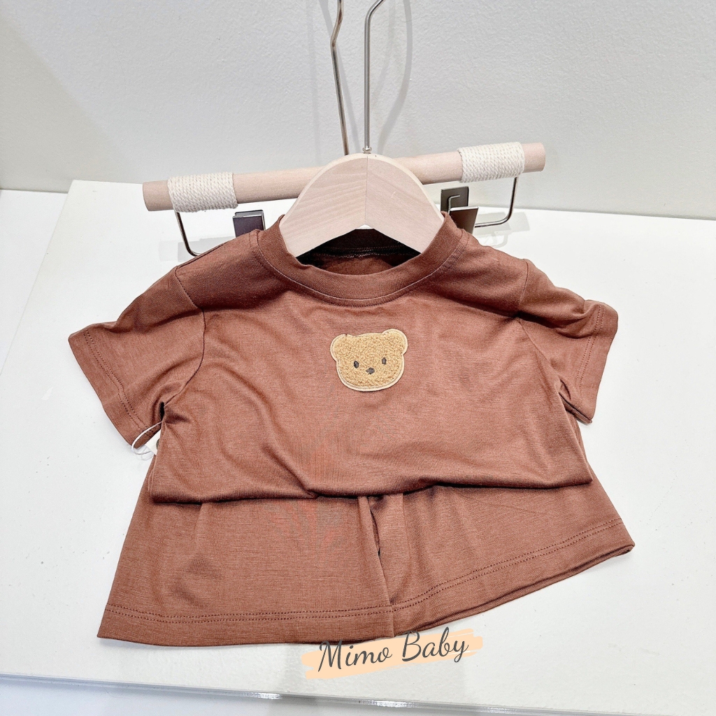 Bộ quần áo thun lạnh cộc tay đính gấu thêu đáng yêu cho bé QA78 Mimo Baby