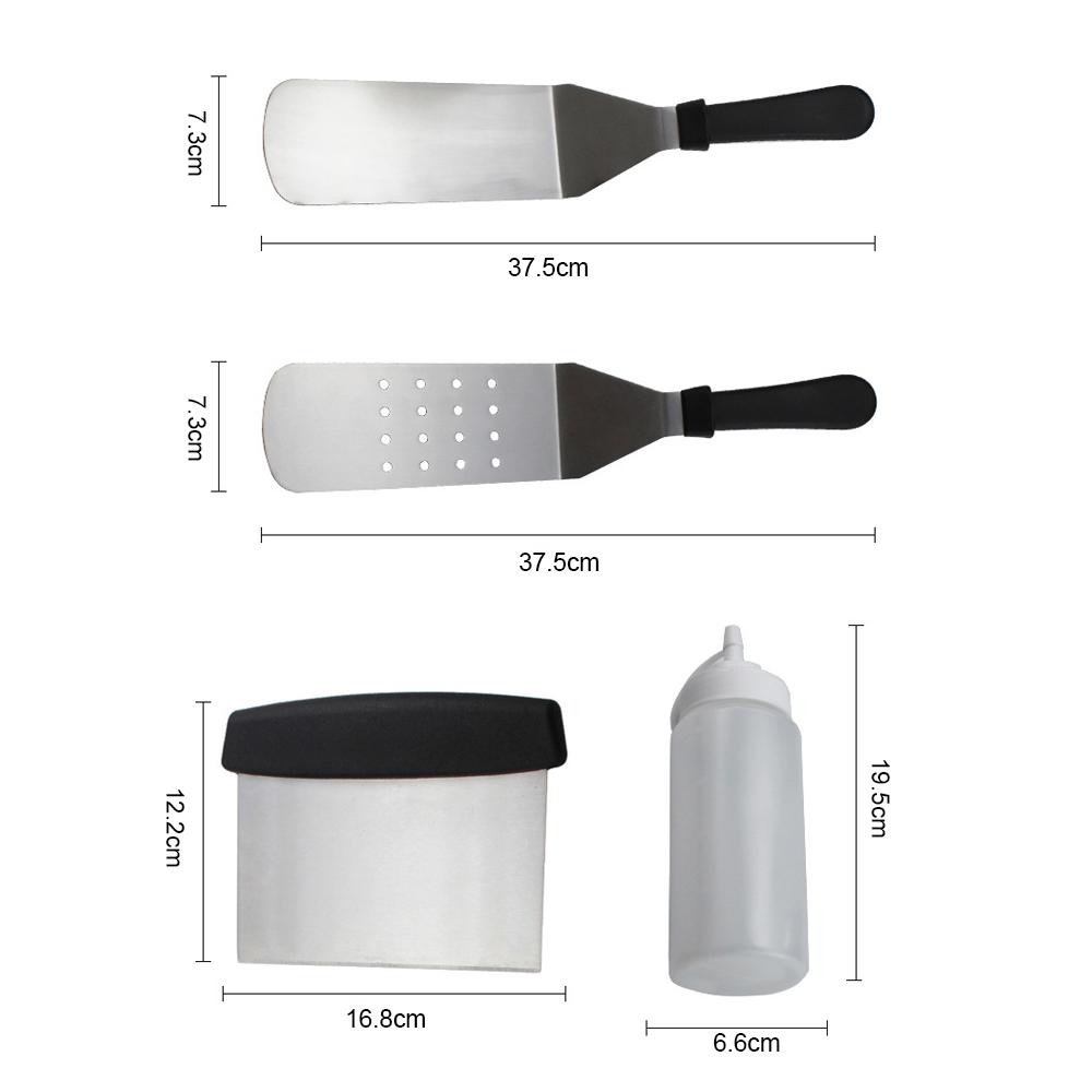 Bộ dụng cụ nướng BBQ chuyên nghiệp 5 cái: 2 thìa thép, 2 bình đựng, 1 nạo bằng thép không gỉ