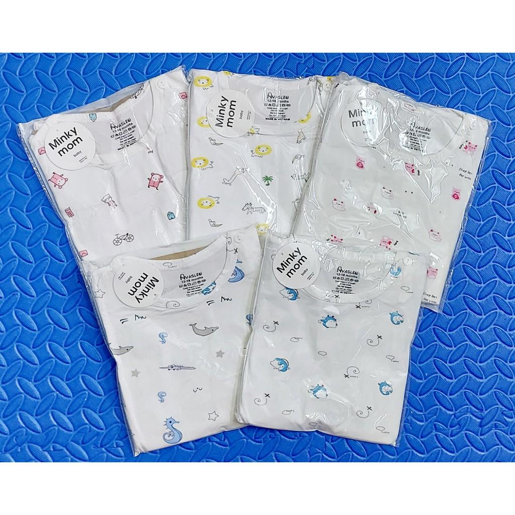 Bộ quần áo CỘC TAY cotton thun lạnh Minky mom cho bé sơ sinh từ 0-18 tháng