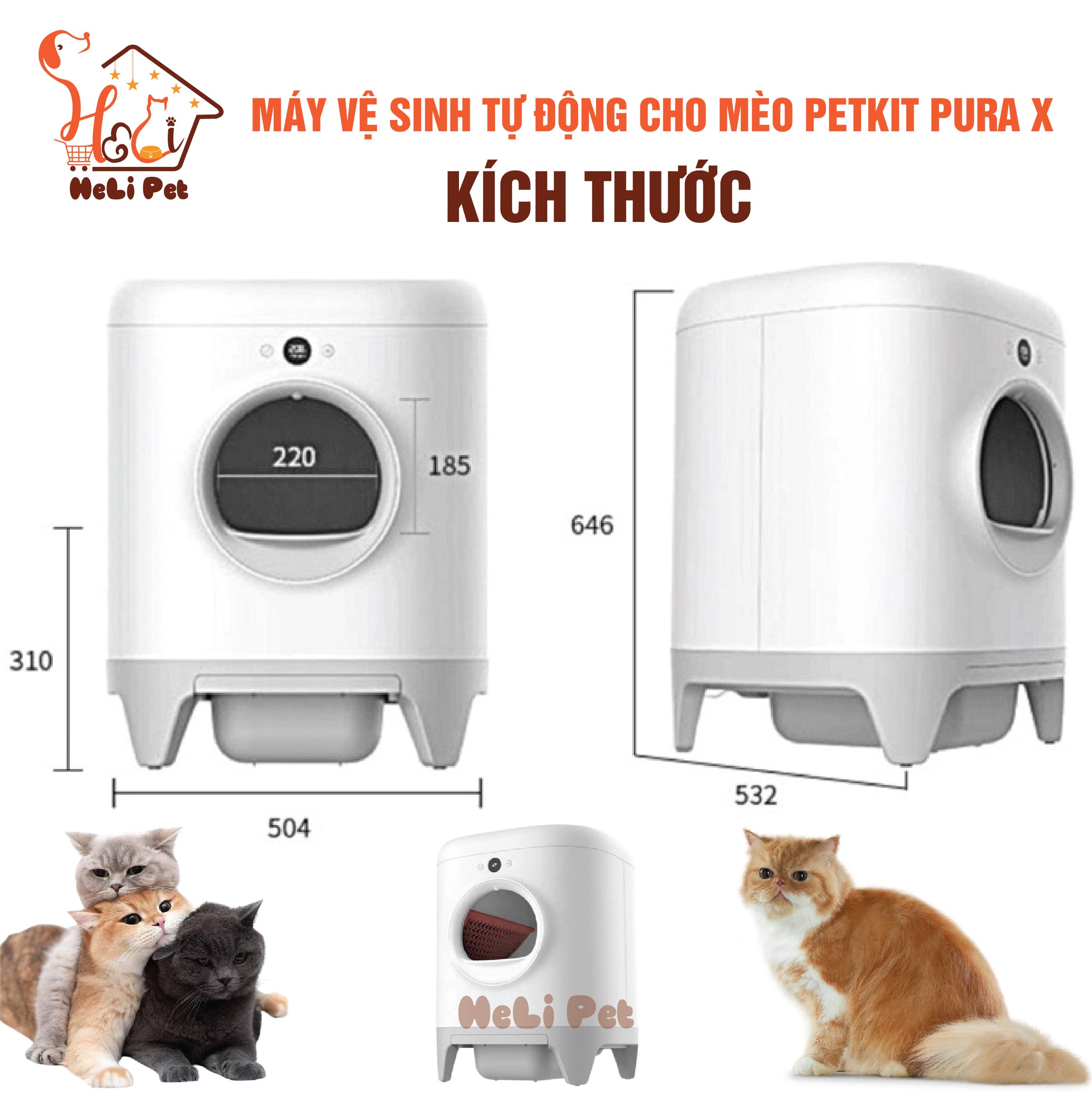 Máy Vệ Sinh, Dọn Phân Mèo Tự Động PETKIT PURA X  2024 - HeLiPet