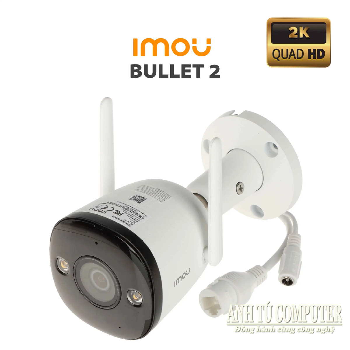 Camera WIFI FullColor 4MP có đàm thoại 2 chiều IMOU BULLET 2 IPC-F42FEP hàng chính hãng