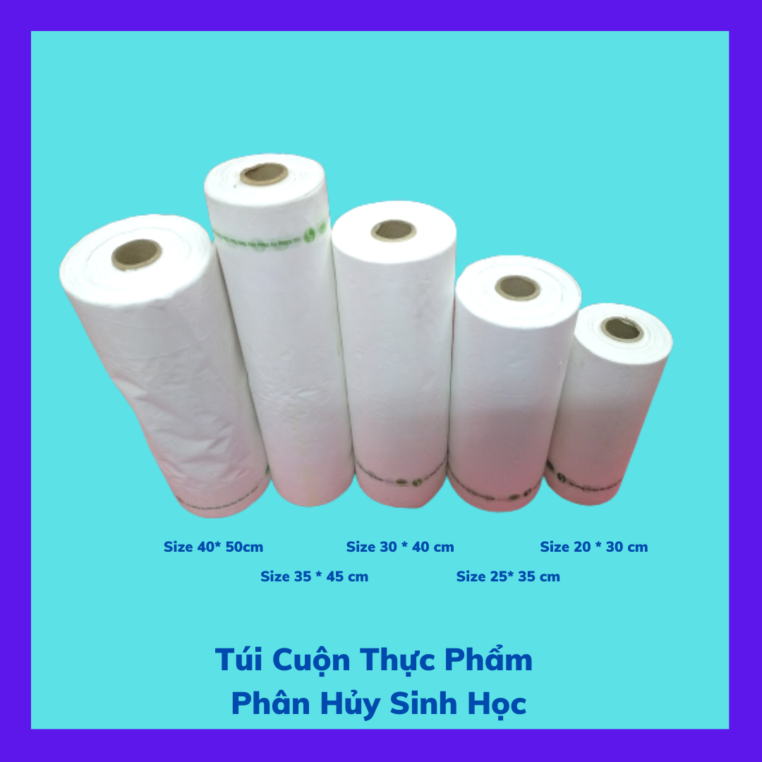 4 Kí Túi Ni Lông Đựng Thực Phẩm - Phân Hủy Sinh Học - Dạng cuộn - Màu Trắng Sữa - 5 Size / 4 Kilograms Of Bio-Degradable Nylon Food Bags - In Roll - Color Milk White - 5 Sizes