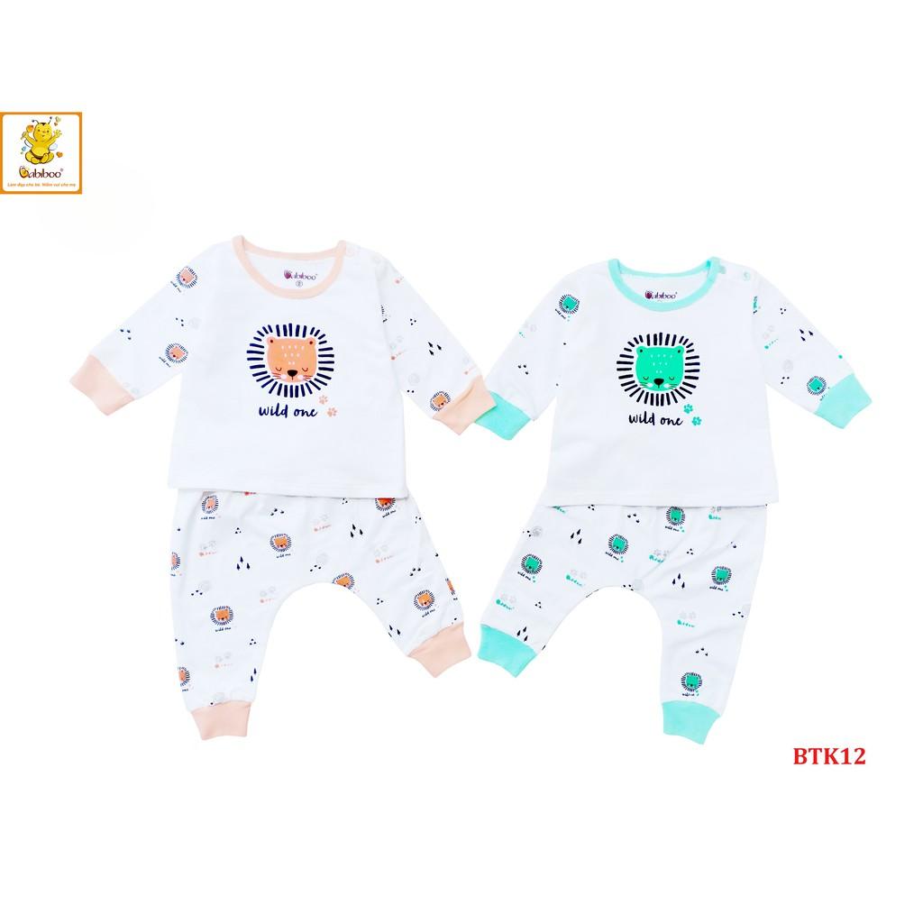 Bộ sơ sinh sư tử cotton 4 chiều tay dài BABIBOO - BTK12