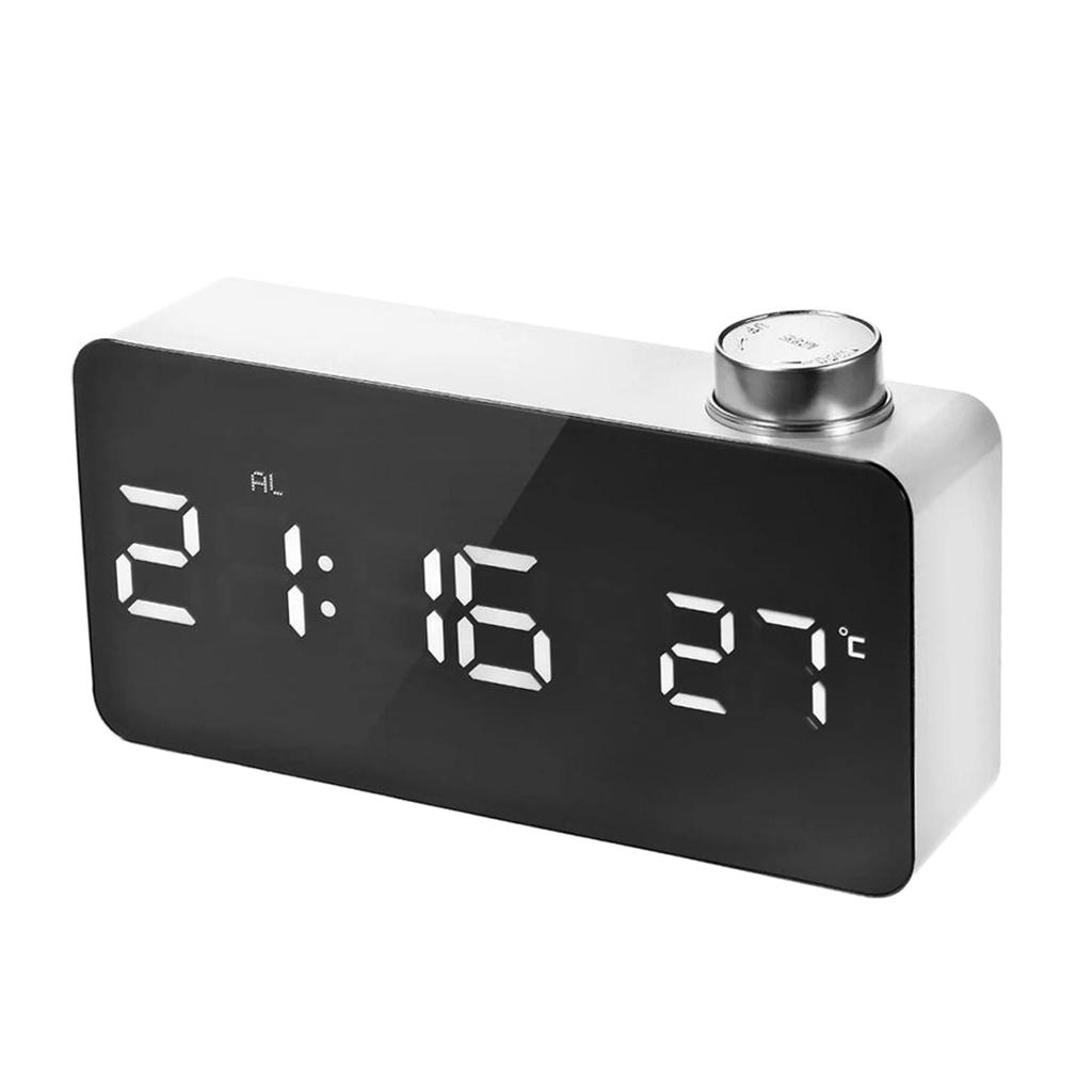 Creative Digital LED Mirror Alarm Clock With Thermometer Display 12H/24H