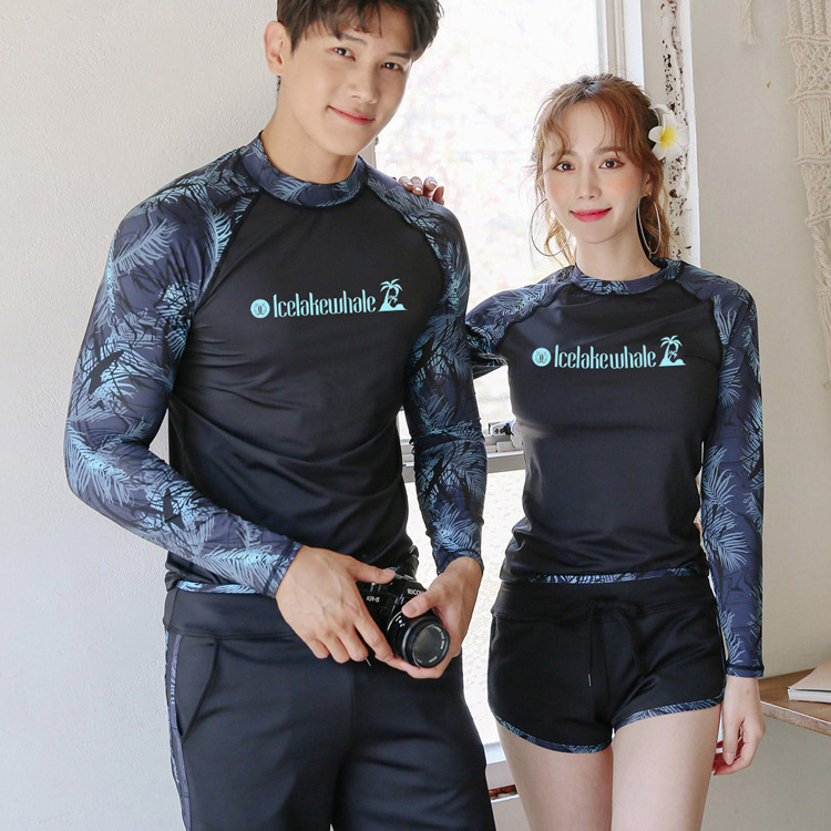 Bộ bơi đôi dài tay Nam và Nữ, set 3 chi tiết quần dài chống nắng, đồ bơi cho couple, có size nhỏ cho bé mặc đồ gia đình | KT022 | BN022