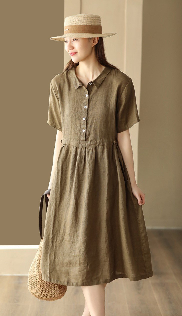 Đầm nữ dáng babydoll có dây rút eo tiện lợi,chất liệu linen cao cấp thoáng mát , mềm mịn Da215