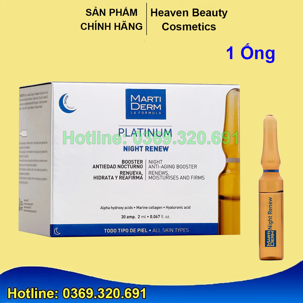 Tinh chất thúc đẩy phục hồi da Martiderm Platinum Night renew ampoule