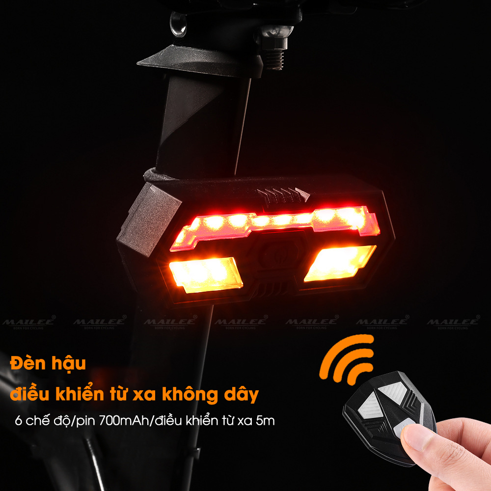 Đèn Hậu Xi Nhan Xe Đạp LY-5509 Điều Khiển Từ Xa 700mAh Có âm thanh khi rẽ Sạc USB An Toàn Ban Đêm, Chống nước đi mưa - Mai Lee
